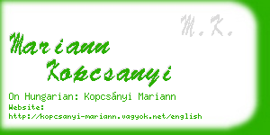 mariann kopcsanyi business card