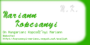 mariann kopcsanyi business card